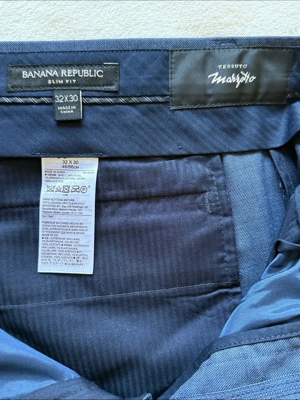 Banana Republic Blue Tessuto Marzotto Premium Italian Wool Pant